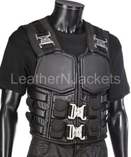 Mens Blade Wesley Snipes Trinity Cosplay Tactical Black Leather Vest Costume picture