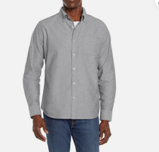 Gap Men's Oxford Long Sleeve Button Up Shirt-Color:Gray-Size:Medium picture
