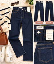Madewell Longline Straight Jean Women’s W26 Dark Wash Blue High Rise 5-Pocket picture