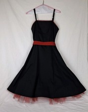 Vtg Y2K Morbid Threads Black & Red Lace Crinoline Petticoat Gothabilly Dress - S picture