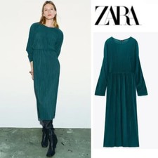 Zara AW21 Long Plisse Pleated Midi Maxi Dress  Greenish Tunic 1165/473 S BLOGGER picture