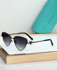 Tiffany & Co. Style Cat Eye Sunglasses - Luxury Crystal Metal Frame Women's picture