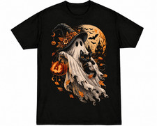 Cute Ghost Black Cat Pumpkin Halloween T-Shirt Men Women Unisex S-5XL picture
