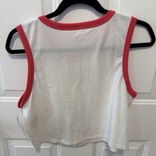 NWT Volcom Organic Cotton Graphic Ringer Crop Tank Top - White/Red - Medium picture