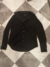 Ann Taylor Black Button-Front Long Sleeve Blouse picture
