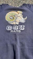 1950s - 60s Flock Printed Navy Colorado State University Crewneck Sweatshirt picture