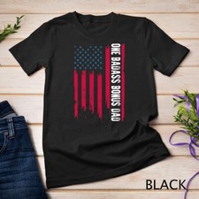 Mens One Badass Bonus Dad American Flag Father day 2023 Shirt Unisex T-shirt picture