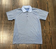 Lululemon Performance Polo Shirt Men’s Medium Blue Black Stripes Polyester  picture