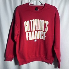 Go Taylor's Fiance Red Unisex Crewneck Swiftie Sweatshirt, Chiefs Football, Sz M picture