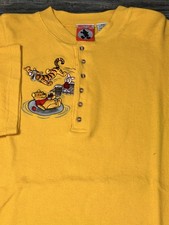 Vintage Disney Mickey Inc Whinnie The Pooh Tigger Embroidered Henley Shirt S picture