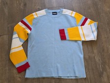 Vintage 1970s KP Brand Colorblock Striped Crewneck Ski Sweater Men's Size Medium picture