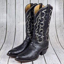 Vintage Tony Lama Boots Mens 10.5 D Lizard Skin Black picture