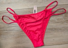 NWT Vintage Victoria's Secret Red Silky Smooth Strappy Itsy Mini Panties M picture
