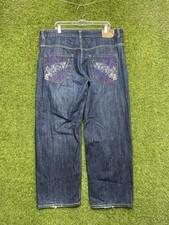 Rocawear Baggy Jeans Mens 42 Wide Leg Dark Wash Denim 90s Grunge Streetwear picture