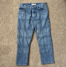 Rare Vtg/Vintage Yves Saint Laurent YSL blue jeans/denim patchwork stitch pant M picture