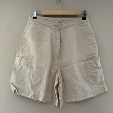 VTG J Jill Womens Hemp Cargo Safari Shorts Size Small Beige High Rise Baggy 6