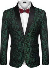 Mens Floral Paisley Tuxedo Jacket Shawl Lapel One Button Prom Wedding Blazer picture