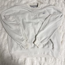 Champion Eco Authentic Sweatshirt Mens Large White Crewneck Pullover Fleece picture