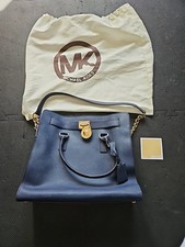 Genuine MICHAEL KORS LARGE HAMILTON NAVY LEATHER Bag Xtra Long Strap NEW + Tag picture