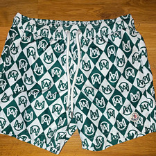 Moncler Men's Green/White Geometric Logo Swim Trunks Drawstring Mesh Lined L picture