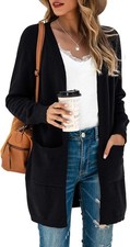 Womens Kimono Cardigan Open Front Knit Oversized Sweater Coat with Pockets picture