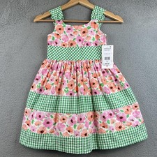 New Bonnie Jean Dress Girls 5 Floral Gingham Square Neck Party Sundress picture