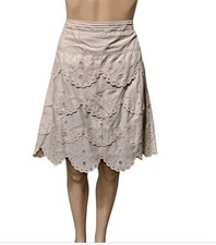 BCBG MAX AZRIA Beige Eyelit A Line Skirt picture