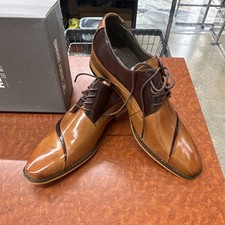 Stacy Adams Men's Brown/Tan Two-Tone Leather Cap Toe Oxford Dress Shoes 10.5 picture