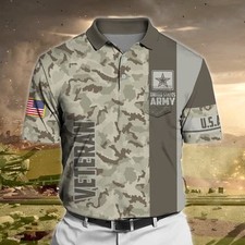 Veteran Polo Shirt, Us Army Veteran Polo Shirts, Premium Camo Soldier US Army picture