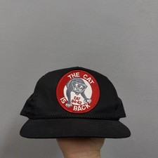 Vintage Yupoong Hat Cap Snap Back One Size Black The Cat Is Back Mens Patch picture