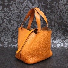 HERMES Picotin PM 18 Taurillon Clemence Orange Handbag Bag #296 Rise-on picture