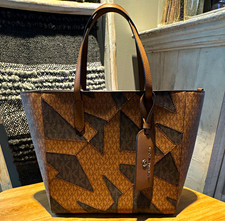 NWT Michael Kors Sinclair Large East West Grab Tote Brown Logo MSRP $358 picture