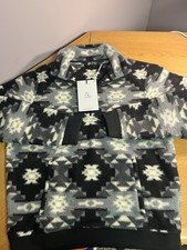 Rhoback The Jackson Summit Fleece Pullover Mens Medium Black Grey Aztec 1/4 Zip picture