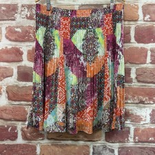 Ninety Clothing Co Skirt Womens XL Multicolor Boho Floral Pleated Casual Pull On picture