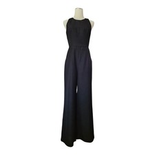 Adelyn Rae Black Wide Leg Jumpsuit Small Open Back Formal Minimalist Palazzo Nwt picture