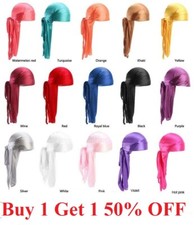 Premium Silky Satin Durag Men's Cap Hat Doo Rag Biker Smooth Head Wrap US SELLER picture