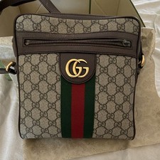 Gucci GG Pattern Web Stripe Messenger Crossbody Bag Zip Adjustable Strap picture
