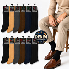 6 12 Pairs Men's Dress Socks Solid Color Breathable Moisture Wicking 9-11 10-13 picture