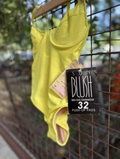 True Deadstock 90s Sun Blush Canary Yellow One-Piece Swimsuit – Made in USA picture