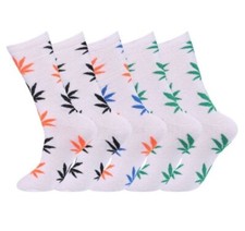 Mens cannabis leaf style Cotton Cushioned Sports Trainer Socks Work  6-11 Lot picture
