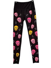 Goldsheep Womens Leggings Size Medium Black Skull Print High Waist Full Length picture