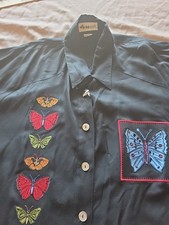 We Be Bop Butterfly Embroidered Long Sleeve Big Top Shirt 1X picture