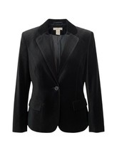 Notations Women's Black Velvet Single-Button Blazer Jacket Large picture