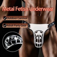 Mens Metal Fetish Pouch Jockstrap Codpiece Underwear Gay Fetish Club Wear picture