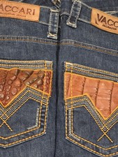 Lot of 2 VACCARI Denim Jeans Men's 36x34 Cotton with Authentic Alligator Trim picture