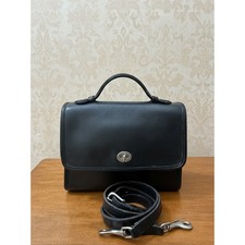 Vintage 1998-99 Coach Court Bag 9870 Black Leather Nickel Crossbody picture