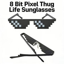 Cool Thug Life Glasses Unisex Mosaic 8 Bit Pixel Deal With IT Sunglasses Mlg Kit picture