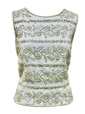 Vintage Blacktie Oleg Cassini Gray Silk Size 10 Beaded Camisole Top Bust 39” picture