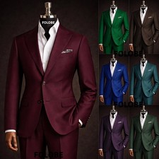 Peak Lapel Men's Suits Formal Workwear 2Pcs Coat Business Casual Slim Blazer picture
