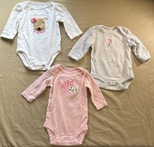 Assorted Baby Long Sleeve Bodysuits 3M Lot of 3 picture